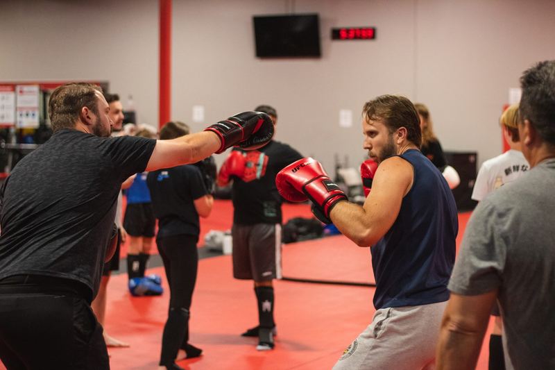 Boxing pad work group class